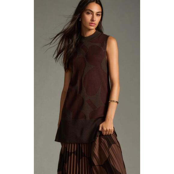 Anthropologie Sweaters - Marimekko Brown floral knit sleeveless tunic NWT